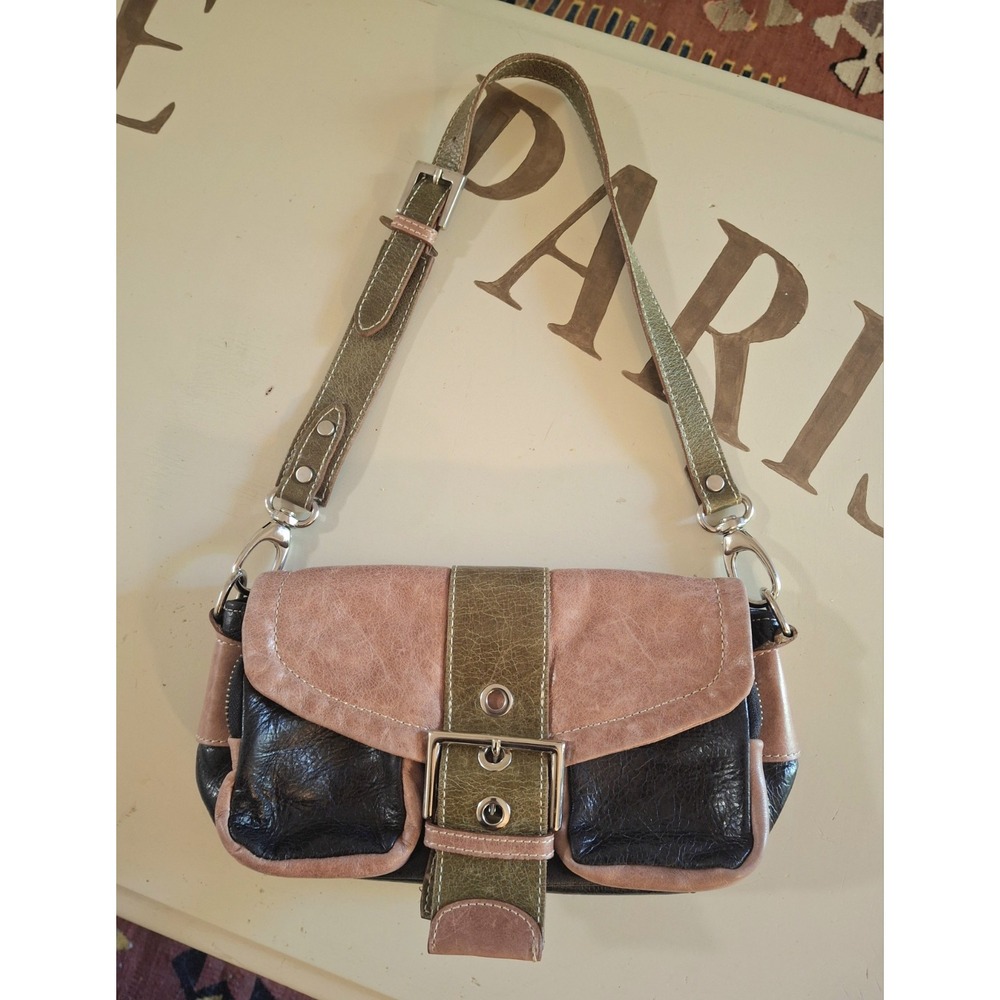 Y2K Vintage Perlina Leather Colorblock Shoulder Bag